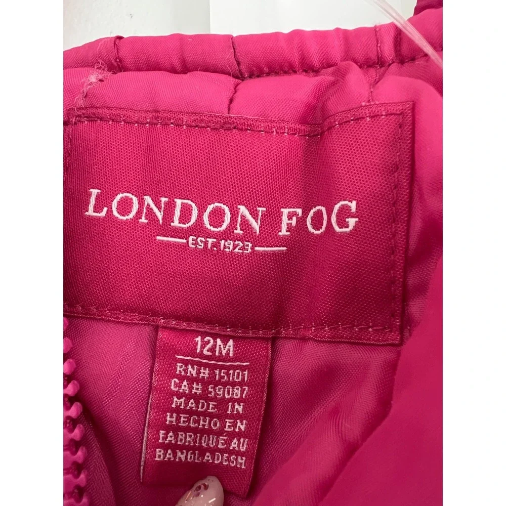 London Fog Baby Girls Pink Winter Snow Bib Overalls Ski Pants Size 12M